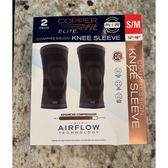 Copper Fit Other - Copper Fit Elite Air Compression Knee Sleeve 2 Pack Black S/M 12-16in. B4..A